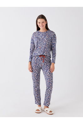 LC Waikiki Crew Neck Patterned Long Sleeve Women's Pajamas Set