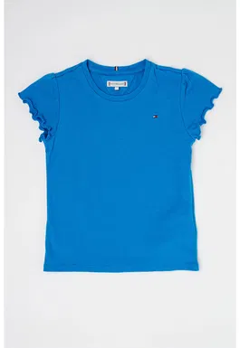 Tricou din amestec de bumbac organic cu maneci cu volane