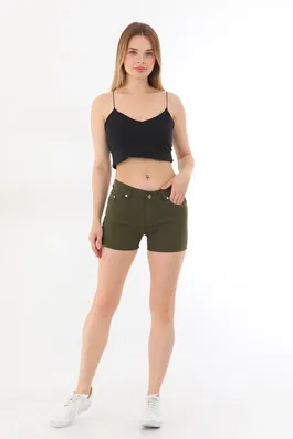 BİKELİFE Mini High Waist Lycra Stretchy Cotton Shorts & Bermuda