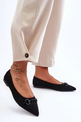 Decorative Zamsz ballerinas black Noldaia
