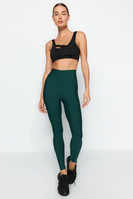Trendyol Emerald Green Contouring Bed Set with Stitching Detail Full Length Sports Leggings