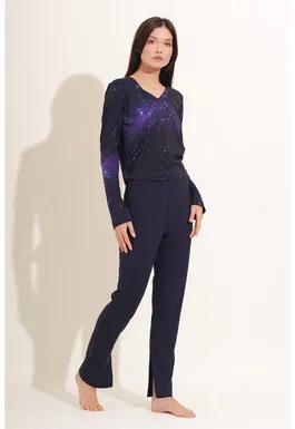Pantaloni de pijama cu slituri la glezne Anais