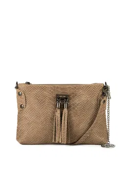 Geanta crossbody de piele intoarsa cu aspect de piele de reptila Navigli