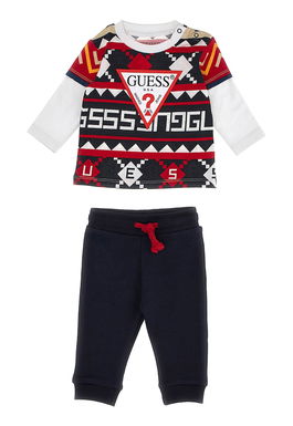 Guess - Set de pantaloni sport si bluza sport de bumbac cu imprimeu - 2 piese