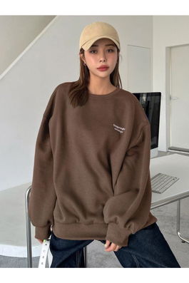 K&H TWENTY-ONE Women's Brown Staggertly Printed Crewneck Sweatshirt