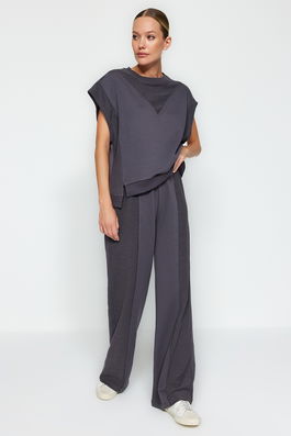 Trendyol Anthracite High Waist Thick Knitted Sweatpants