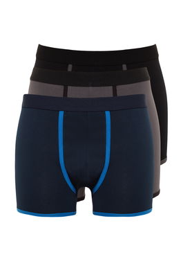 Trendyol Multicolored Men's Pile Detail 3-Pack Cotton Boxer