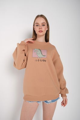 K&H TWENTY-ONE Women's Mink Front Dinosaur Print Oversized Sweatshirt.
