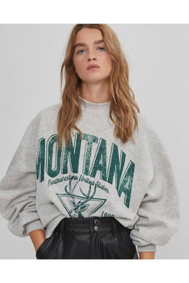 K&H TWENTY-ONE Twentyone Gray Womens Montana Oversize Sweatshirt Hoodie.