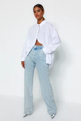 Trendyol Blue Stone High Waist Wide Leg Jeans