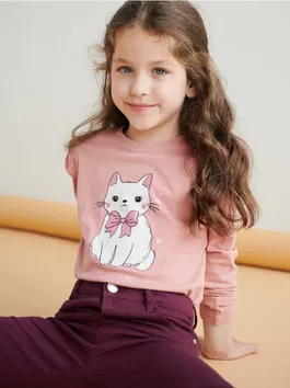 Sinsay - Tricou cu mânecă lungă și imprimeu - roz