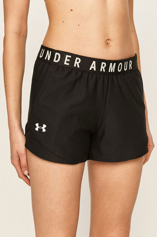 Under Armour pantaloni scurți de antrenament Play Up 3.0 culoarea negru, cu imprimeu, medium waist Dama