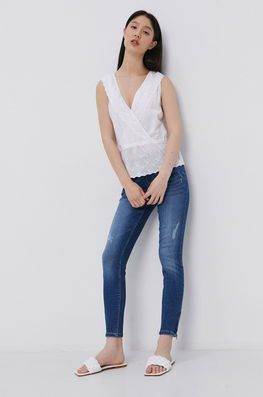 Noisy May Jeans femei, medium waist albastru Dama