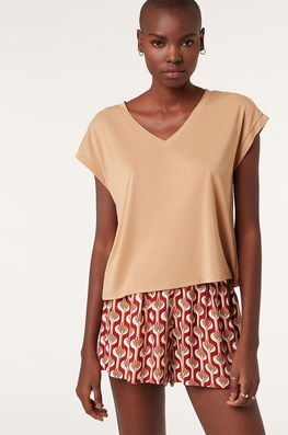 Etam tricou de pijama culoarea maro Dama