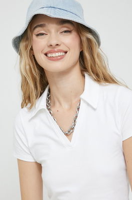 Hollister Co. tricou polo femei, culoarea alb Dama