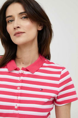 Tommy Hilfiger tricou polo femei, culoarea roz, cu guler Dama