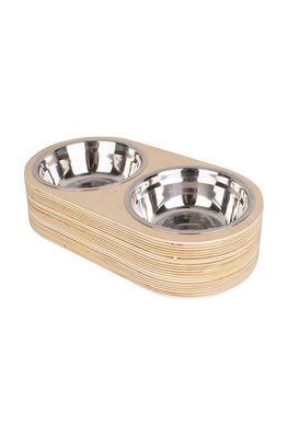 Present Time castron dublu pentru un animal de companie maro