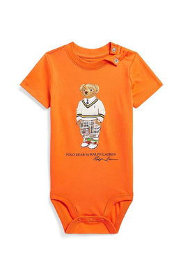Polo Ralph Lauren body din bumbac pentru bebelusi , Manecă scurtă portocaliu Dama