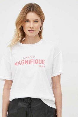 Mos Mosh tricou din bumbac culoarea alb Dama