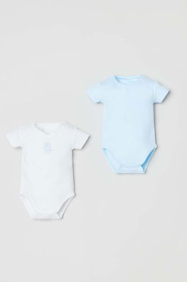OVS body din bumbac pentru bebelusi 2-pack , Manecă scurtă albastru Barbati