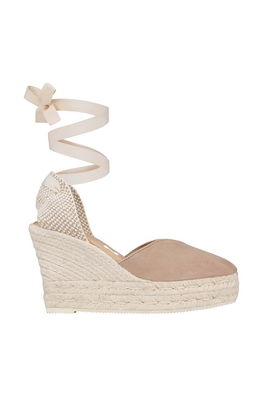 Manebi espadrile din piele intoarsa Heart-Shaped Wedge Espadrilles culoarea maro, W 1.9 WH Dama