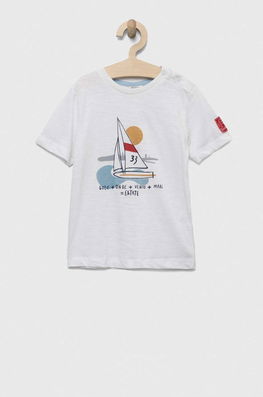 Birba&Trybeyond tricou din bumbac pentru bebelusi culoarea alb, cu imprimeu , Mânecă scurtă Barbati