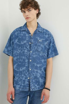 Wrangler camasa jeans barbati, relaxed albastru