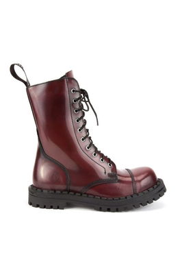 Altercore Bocanci de piele femei, culoarea bordo, cu toc plat burgundia Dama