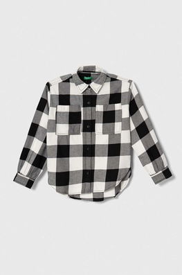 United Colors of Benetton camasa de bumbac pentru copii culoarea negru , Cămăşi Dama