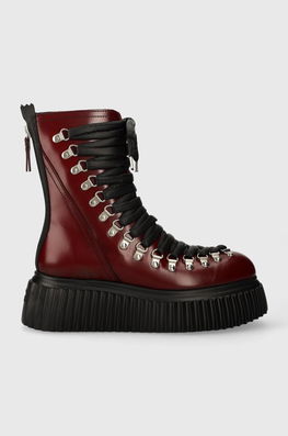 AGL cizme de piele DROMO femei, culoarea bordo, cu platforma, D751501PGKI022G102 burgundia Dama