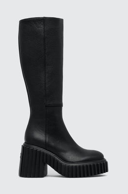 AGL ghete de piele TIGGY HIGH femei, culoarea negru, cu toc drept, D263529PGKK0011013 Dama