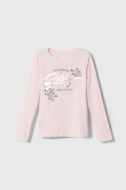 Guess longsleeve copii culoarea roz , Mânecă lunga Dama