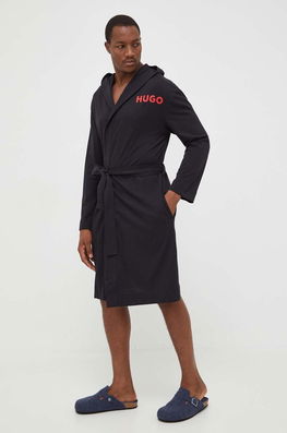 HUGO halat de baie din bumbac culoarea negru Barbati
