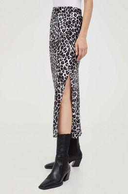 The Kooples fusta de matase culoarea negru, midi, evazati Dama