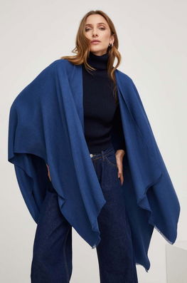 Answear Lab poncho din amestec de lana light albastru Dama