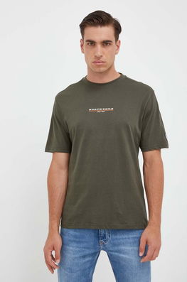 North Sails tricou din bumbac culoarea negru, cu imprimeu verde Barbati