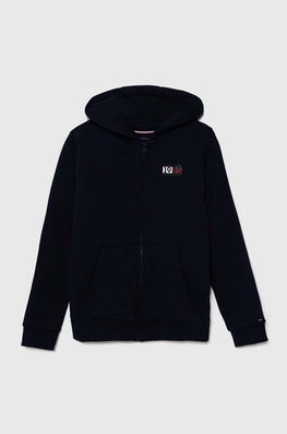 Tommy Hilfiger bluza copii culoarea negru, cu glugă, cu imprimeu , Cardigane bleumarin Barbati