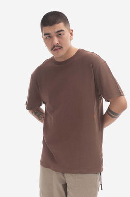 KSUBI tricou din bumbac culoarea maro, neted MPS23TE024-BROWN