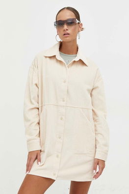 Billabong rochie din velur culoarea alb, mini, drept bej Dama