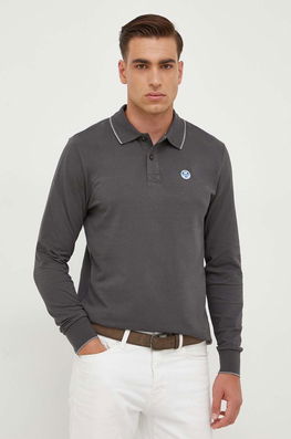 North Sails longsleeve din bumbac culoarea gri, neted Barbati