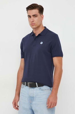 North Sails polo de bumbac culoarea albastru marin, neted bleumarin Barbati