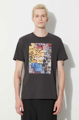 KSUBI tricou din bumbac barbati, culoarea negru, cu imprimeu