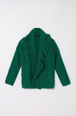 Sisley cardigan cu amestec de lână pentru copii culoarea verde, călduros , Cardigane Dama