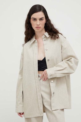 Lovechild camasa femei, culoarea bej, cu guler clasic, relaxed Dama