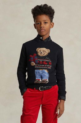 Polo Ralph Lauren pulover de bumbac pentru copii culoarea negru, light , Pulovere Barbati