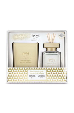 Ipuro difuzor de aromă și set de lumânări Time To Glow 50 ml bej