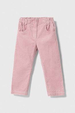 United Colors of Benetton pantaloni din catifea pentru copii culoarea roz, neted , Pânză Dama