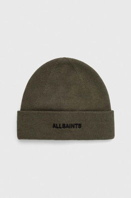 AllSaints caciula din amestec de lana culoarea verde, din tricot gros Barbati
