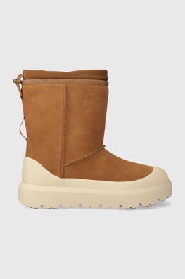 UGG cizme de zapada din piele intoarsa Classic Short Weather Hybrid barbati, culoarea maro, 1143992