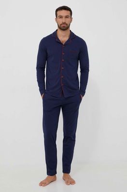 United Colors of Benetton pijamale de bumbac culoarea albastru marin, neted bleumarin Barbati